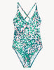 Printed Tie Detail Plunge V-Neck Swimsuit