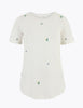 Pure Cotton Ditsy Embroidered T-Shirt