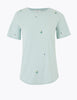 Pure Cotton Ditsy Embroidered T-Shirt