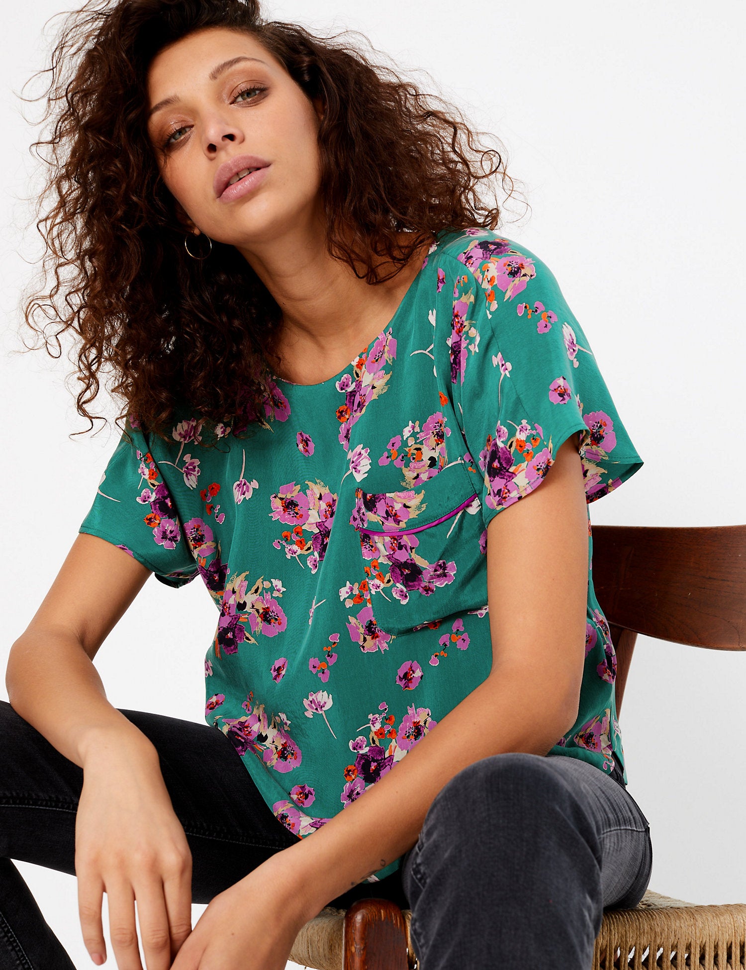 Floral Cupro Shell Top