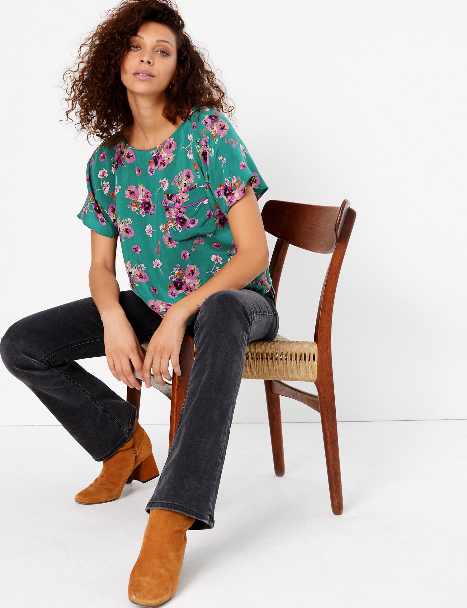 Floral Cupro Shell Top