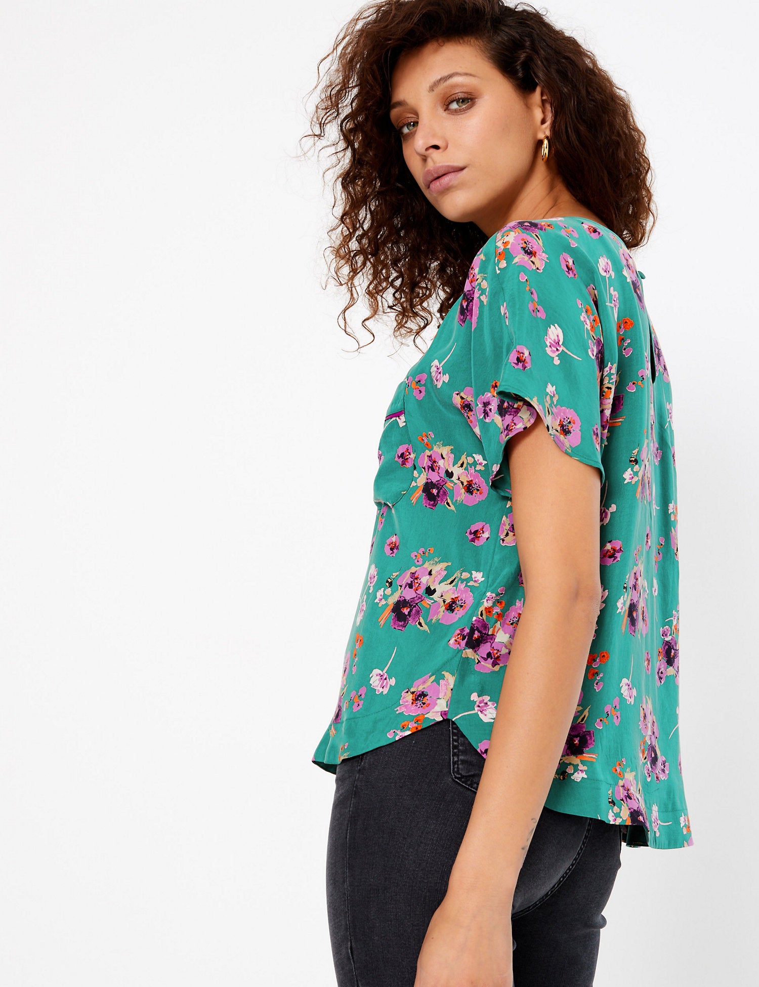 Floral Cupro Shell Top
