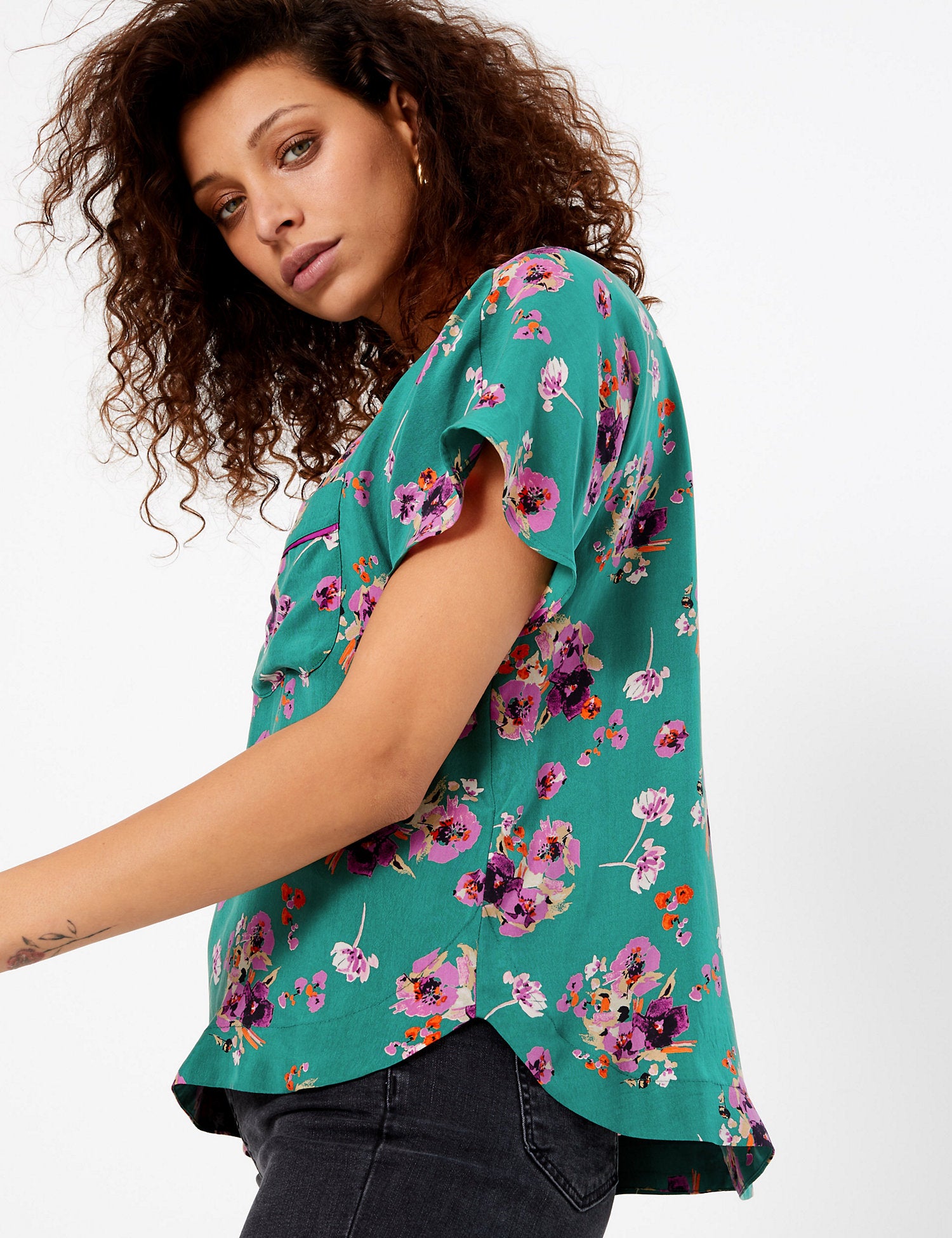 Floral Cupro Shell Top