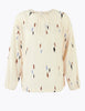 Pure Cotton Printed Blouson Sleeve Blouse