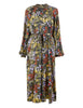 Floral Print Shirt Midi Dress
