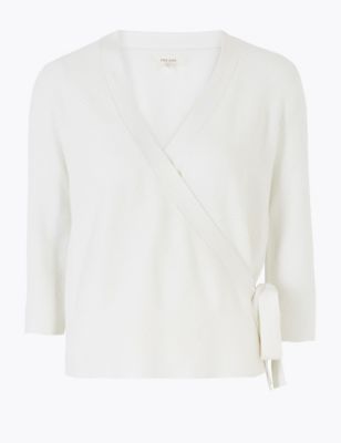 Cotton Rich Knitted Wrap Cardigan