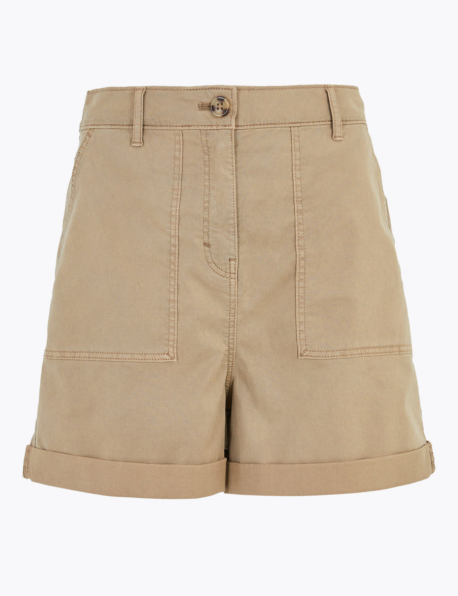 Cotton Blend Cargo Chino Shorts