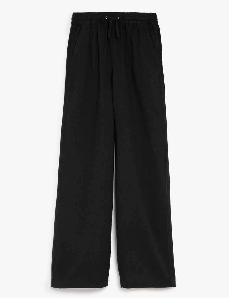 Linen Rich Wide Leg Trousers