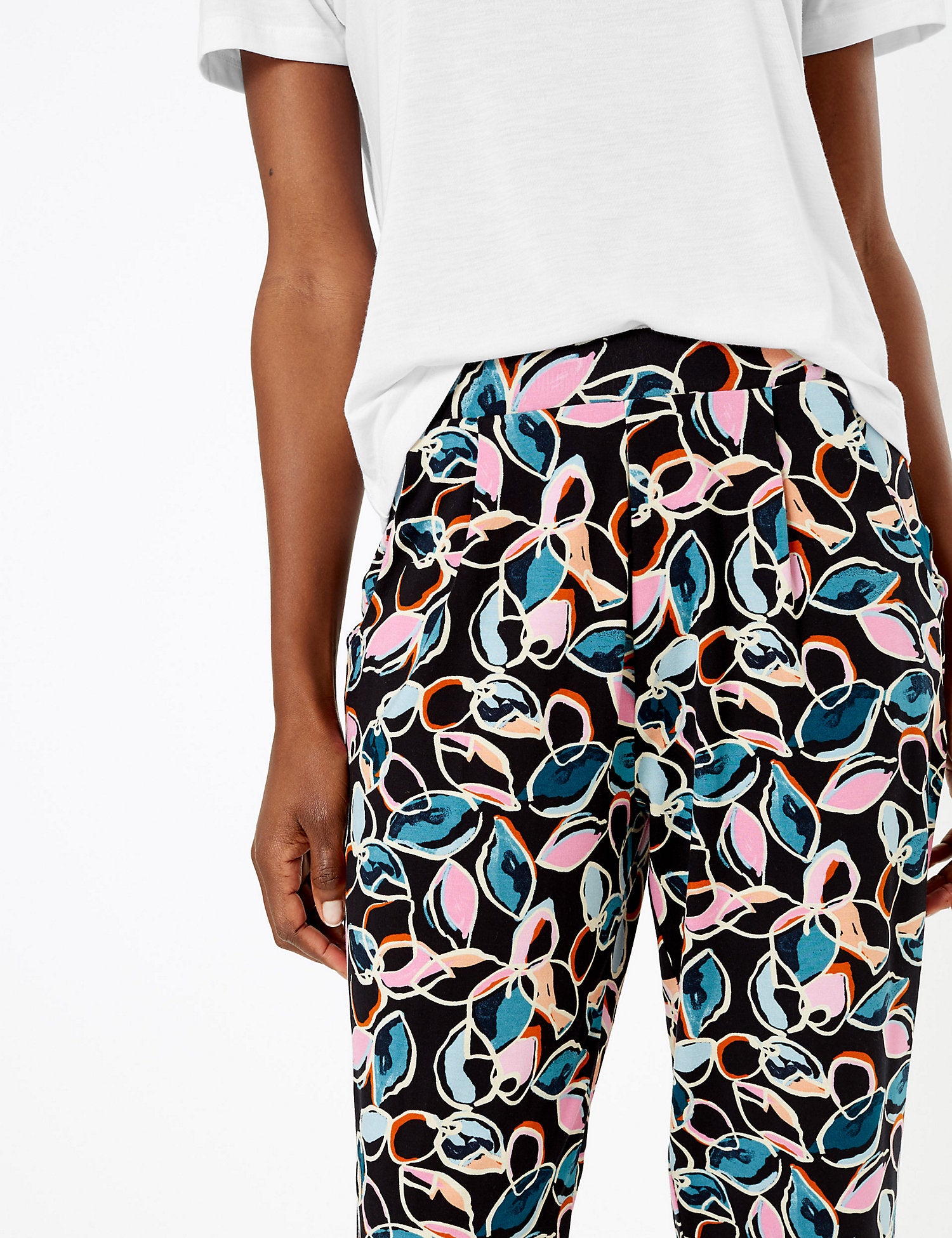 Printed Jersey Tapered Ankle Grazer Trousers