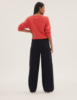 Utility Zip Detail Wide Leg Joggers