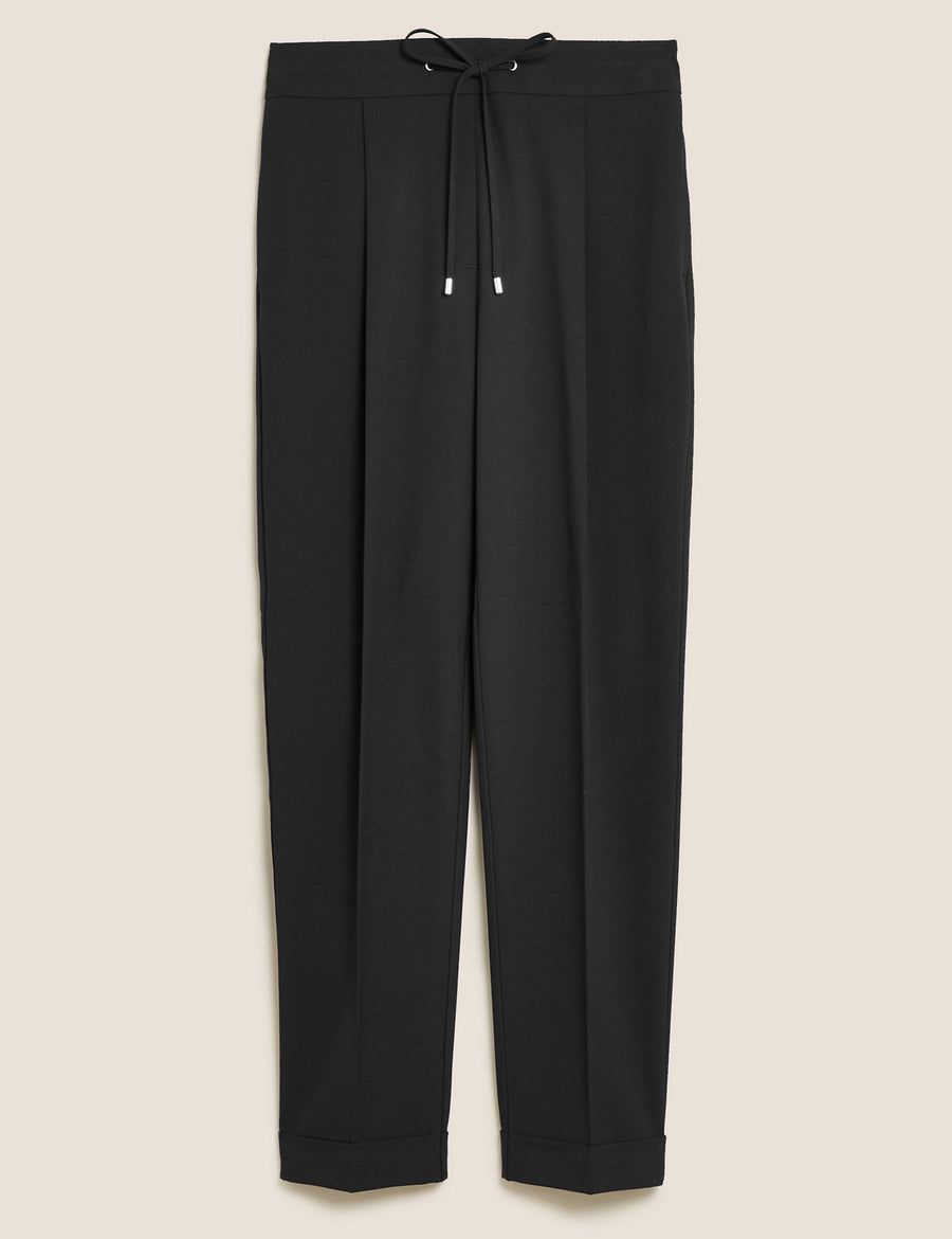 Drawstring Tapered Ankle Grazer Trousers