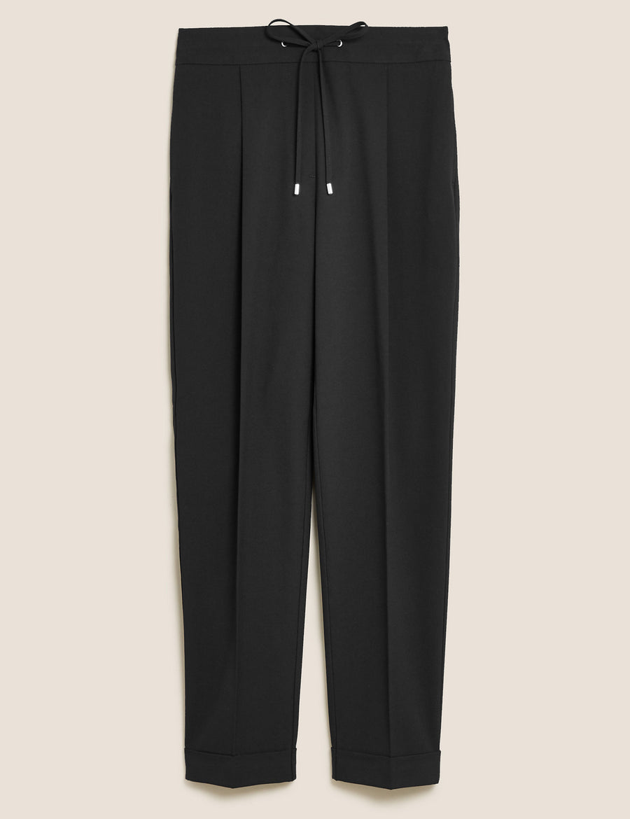 Drawstring Tapered Ankle Grazer Trousers