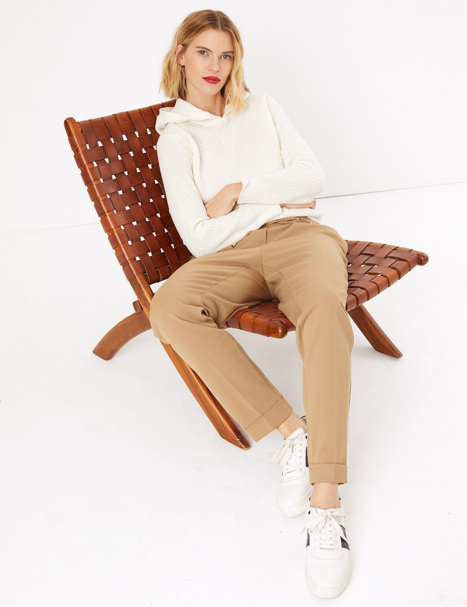 Drawstring Tapered Ankle Grazer Trousers
