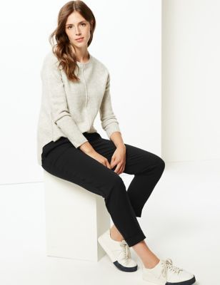 Drawstring Tapered Ankle Grazer Trousers