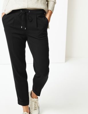 Drawstring Tapered Ankle Grazer Trousers