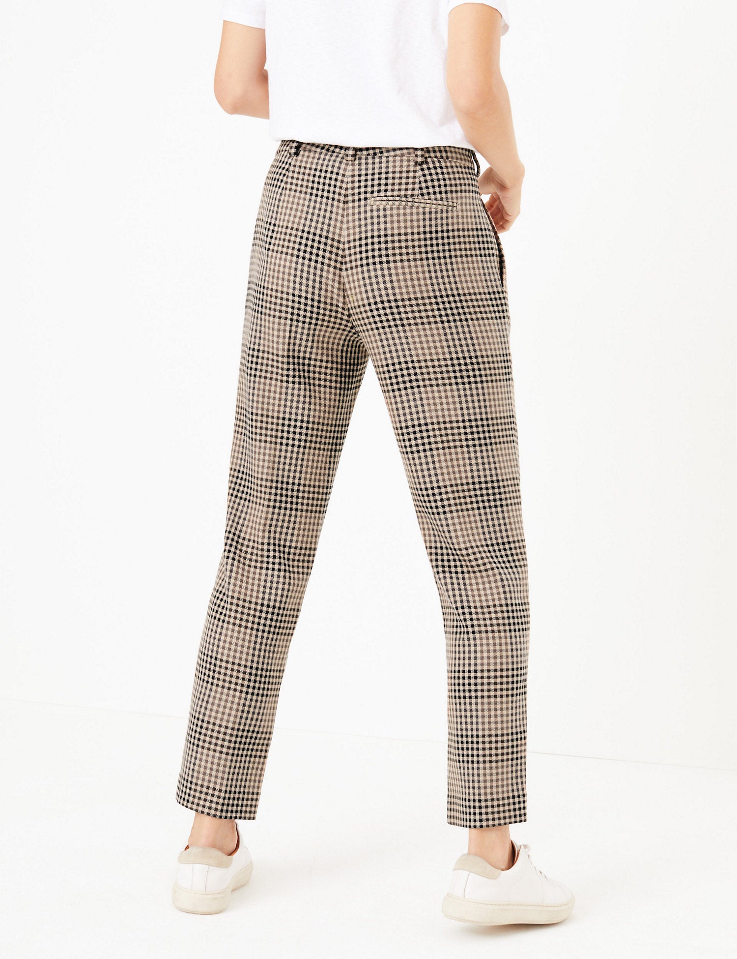 Checked Tapered Ankle Grazer Trousers