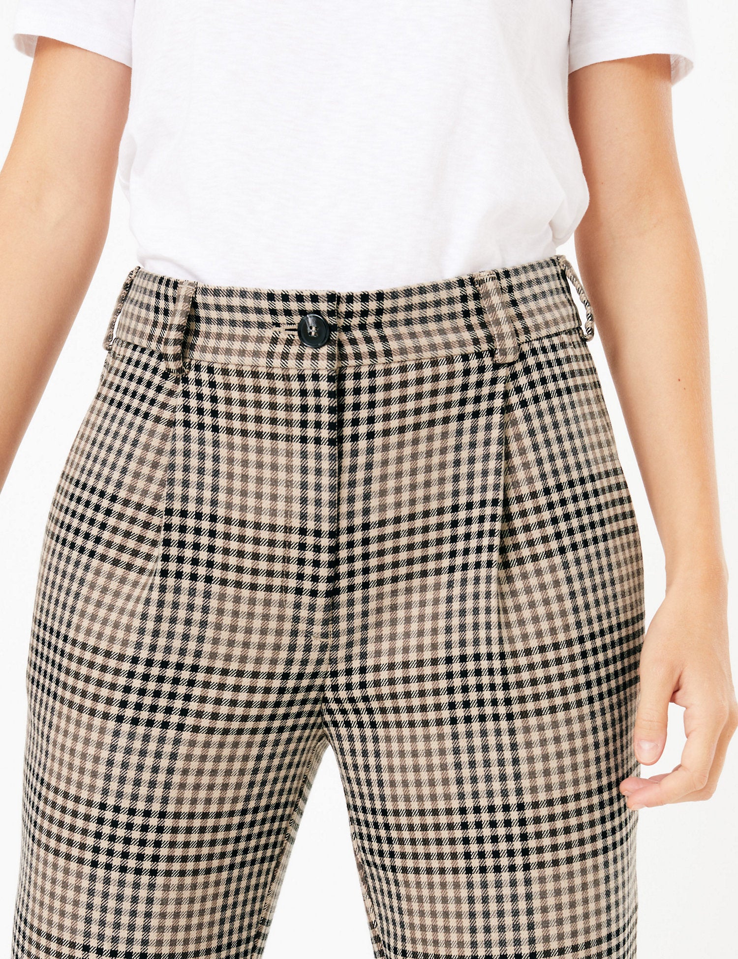 Checked Tapered Ankle Grazer Trousers
