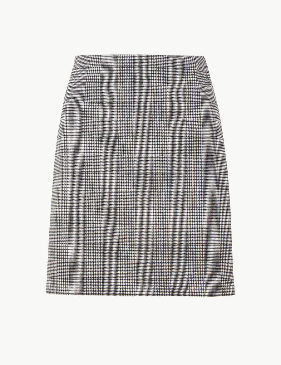 Jersey Checked A-Line Mini Skirt