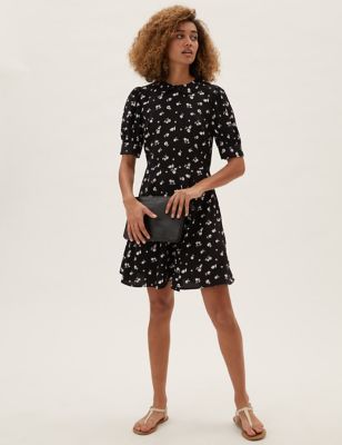 Floral Peter Pan Collar Mini Skater Dress