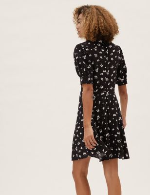 Floral Peter Pan Collar Mini Skater Dress