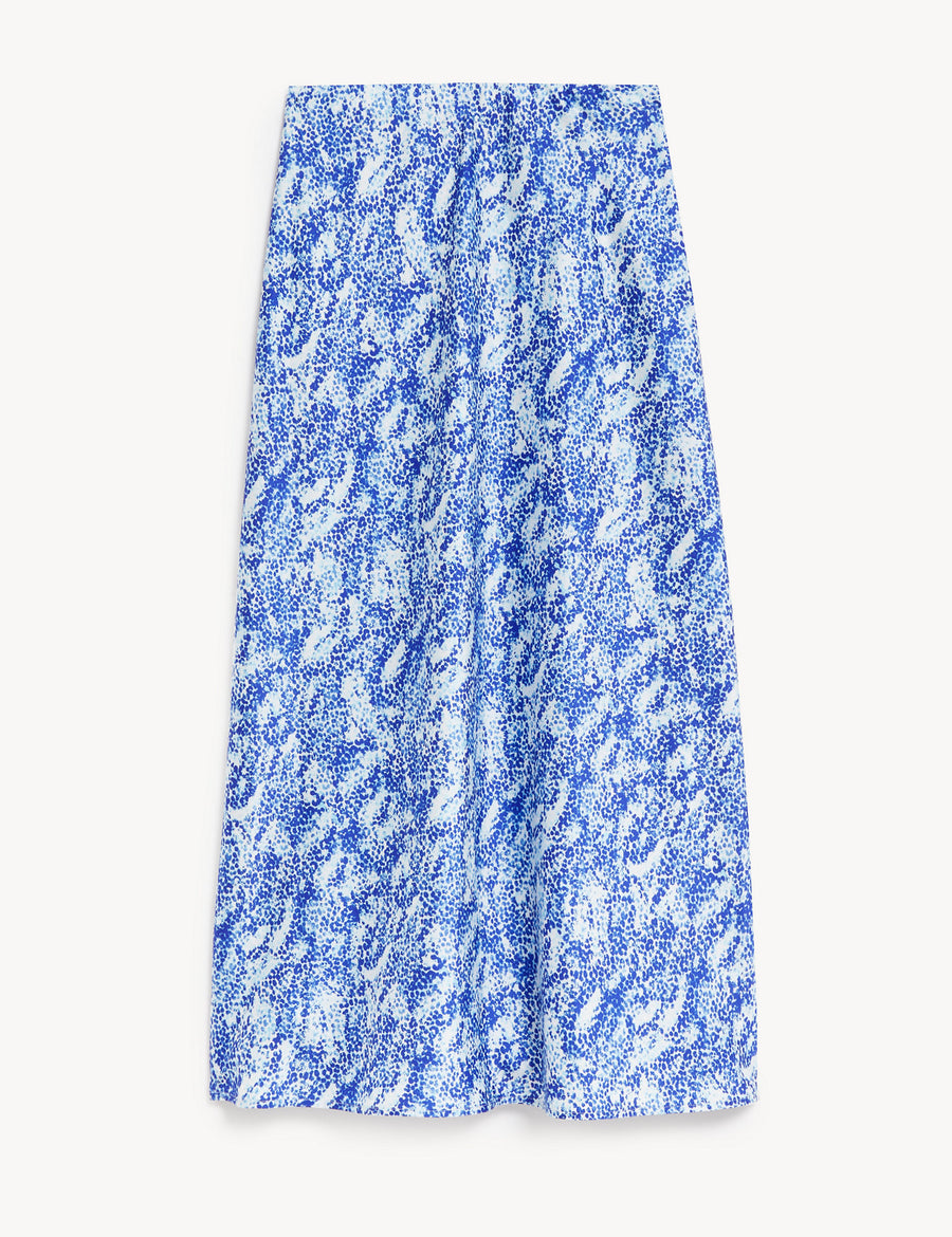 Satin Animal Print Midaxi Slip Skirt