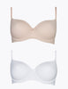 2 Pack Underwired T-Shirt Balcony Bras A-DD