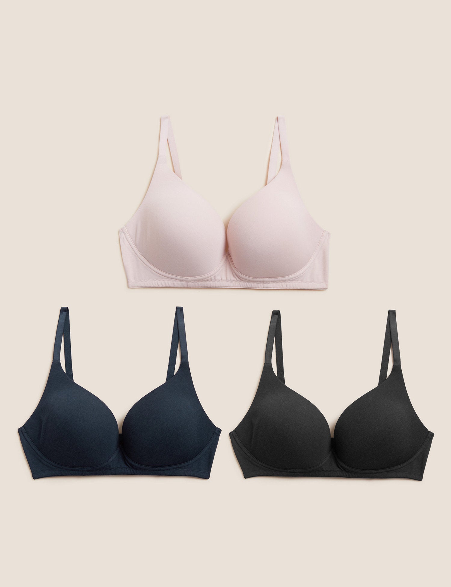 Women Bras 3 pack of No Wire Free T-Shirt Bra B cup C cup D cup Size 40C  (2001)