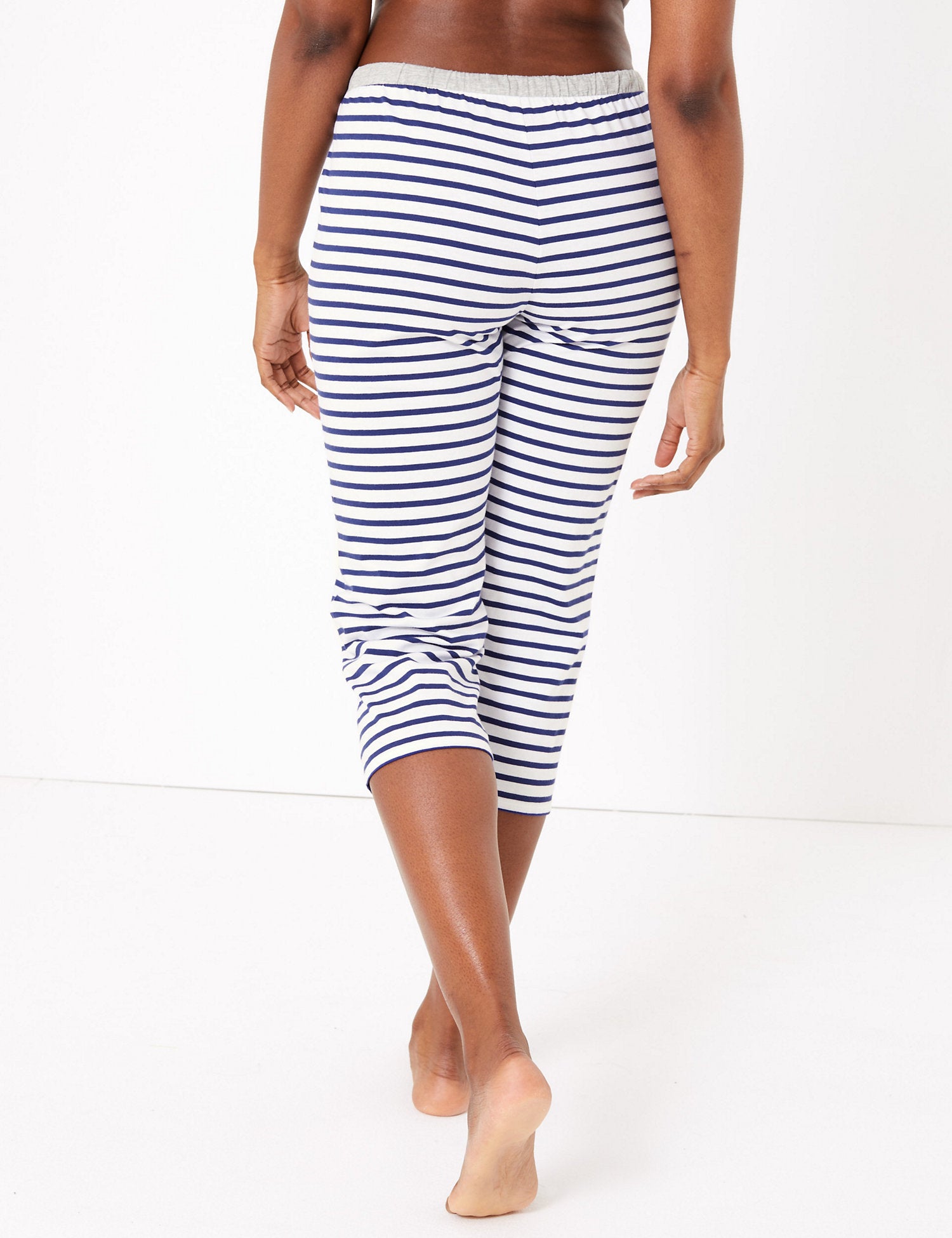 Cotton Striped Cropped Pyjama Bottoms
