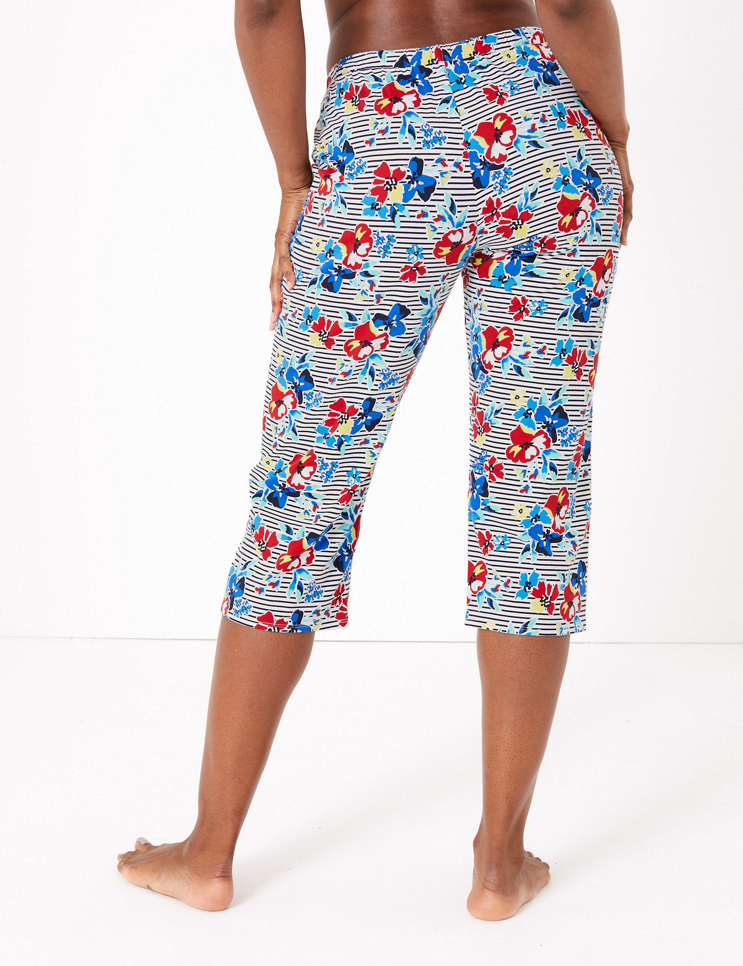 Cotton Floral Print Cropped Pyjama Bottoms