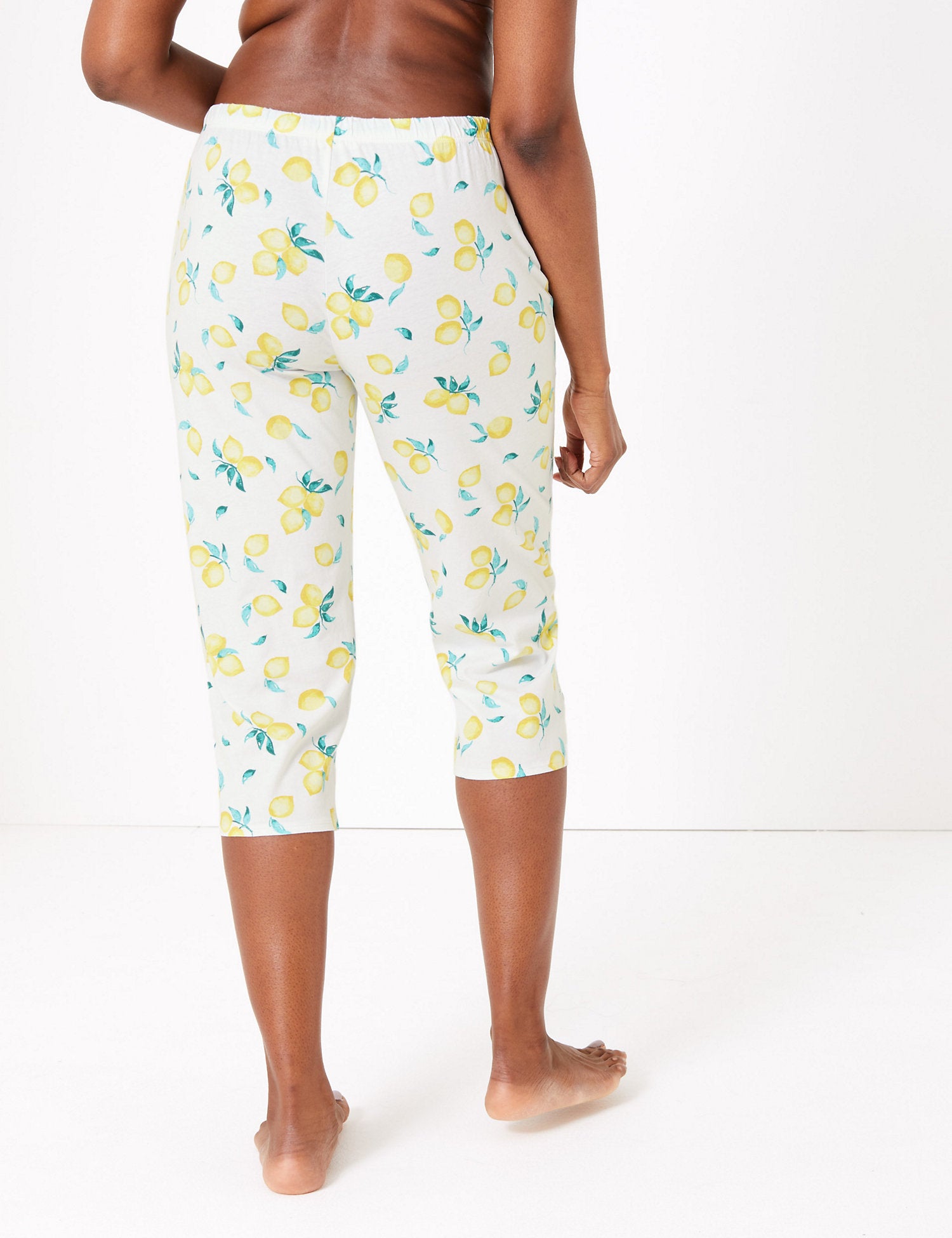 Cotton Lemon Print Cropped Pyjama Bottoms