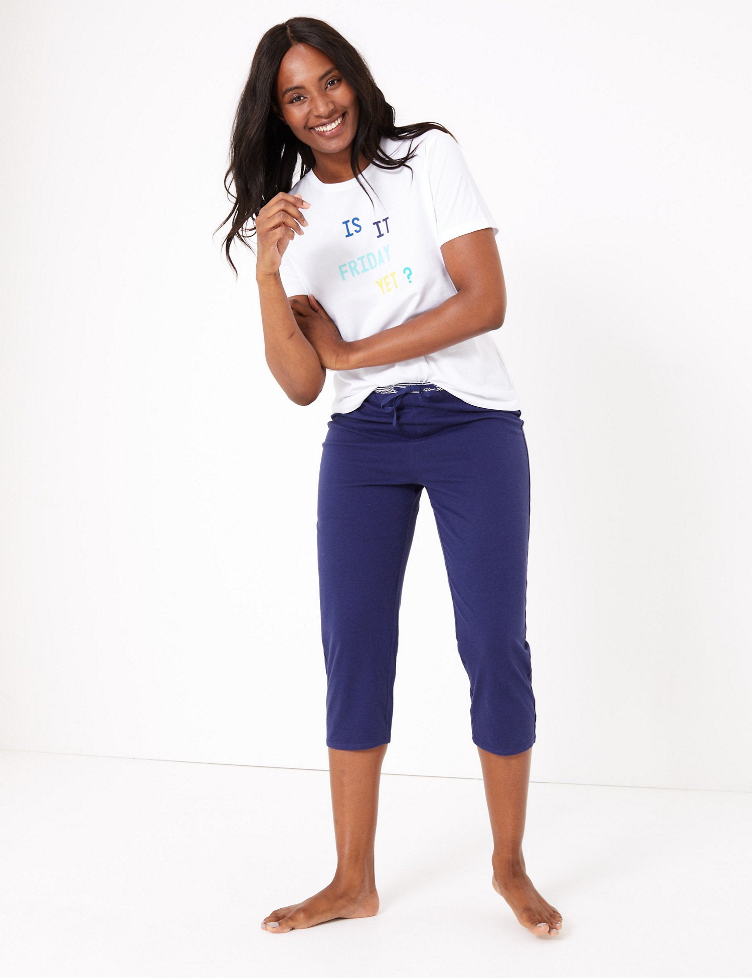 Cotton Cropped Pyjama Bottoms