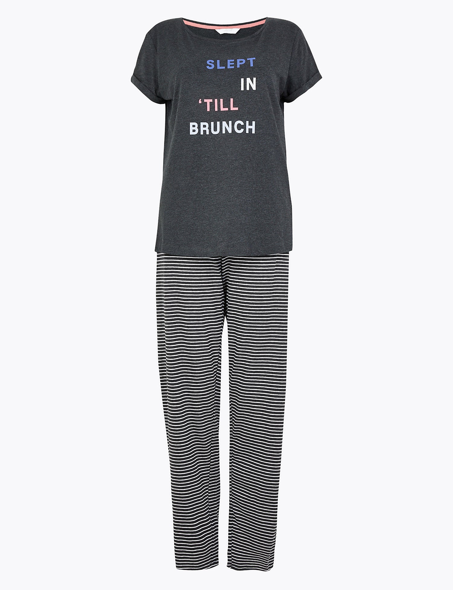 Slept In 'Till Brunch Slogan Pyjama Set
