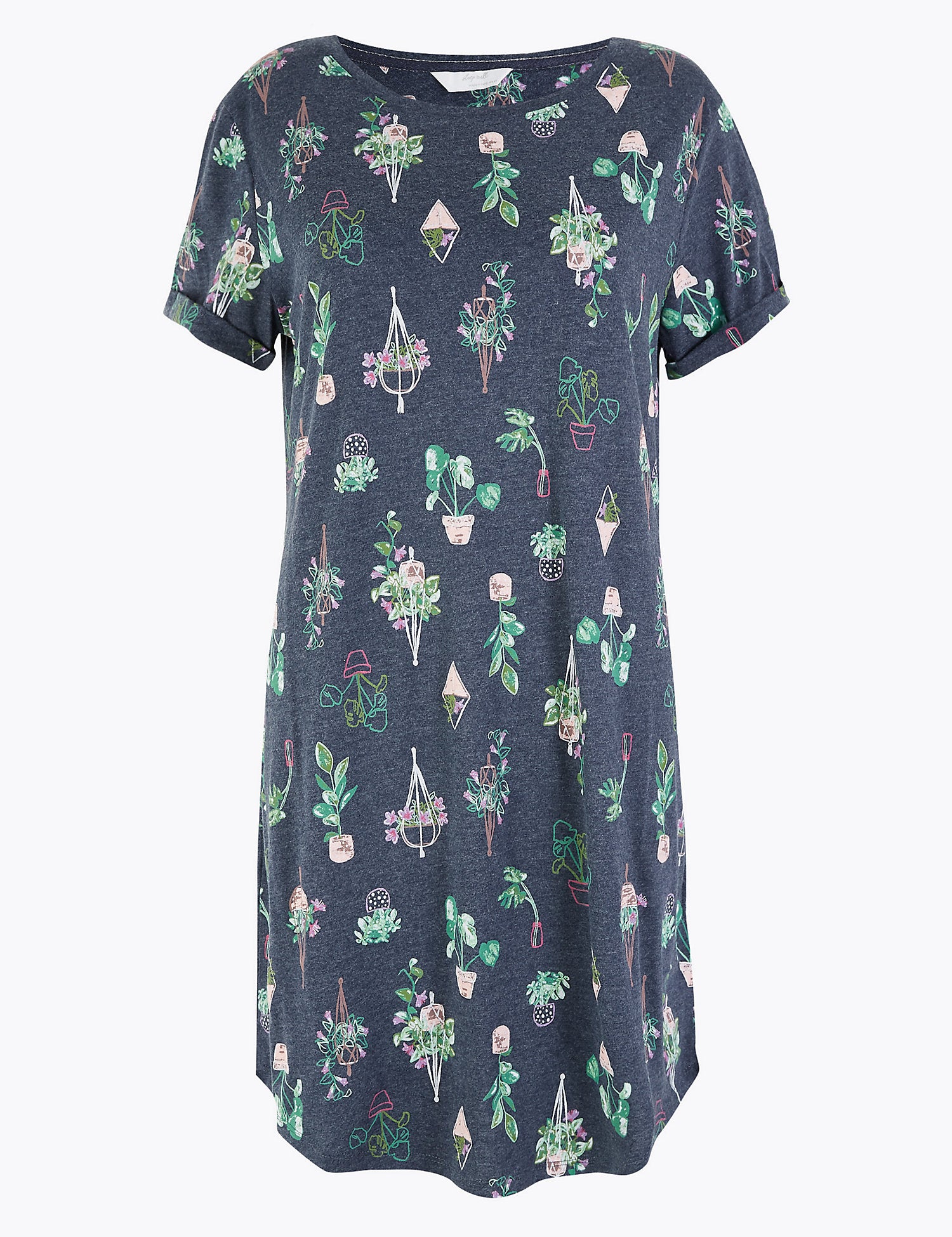 Plant Print Short Nightdress