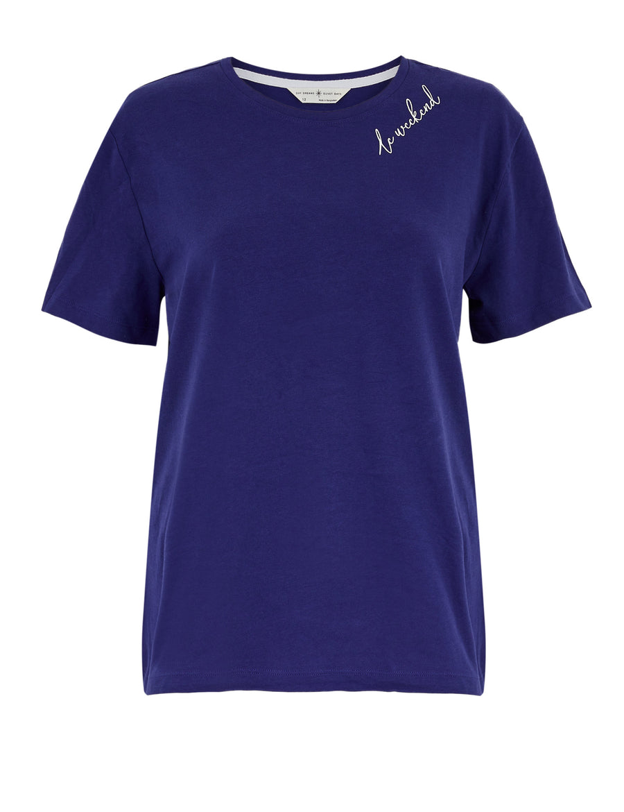 Cotton Le Weekend Slogan Pyjama Top