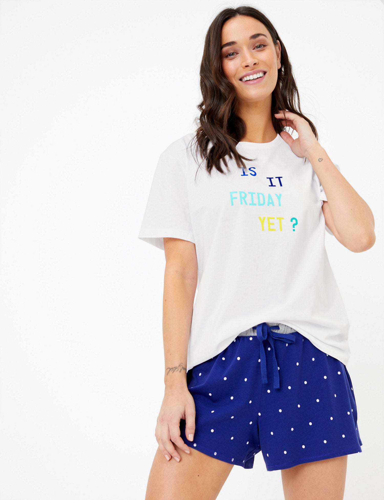 Cotton Is It Friday Yet Slogan Pyjama Top