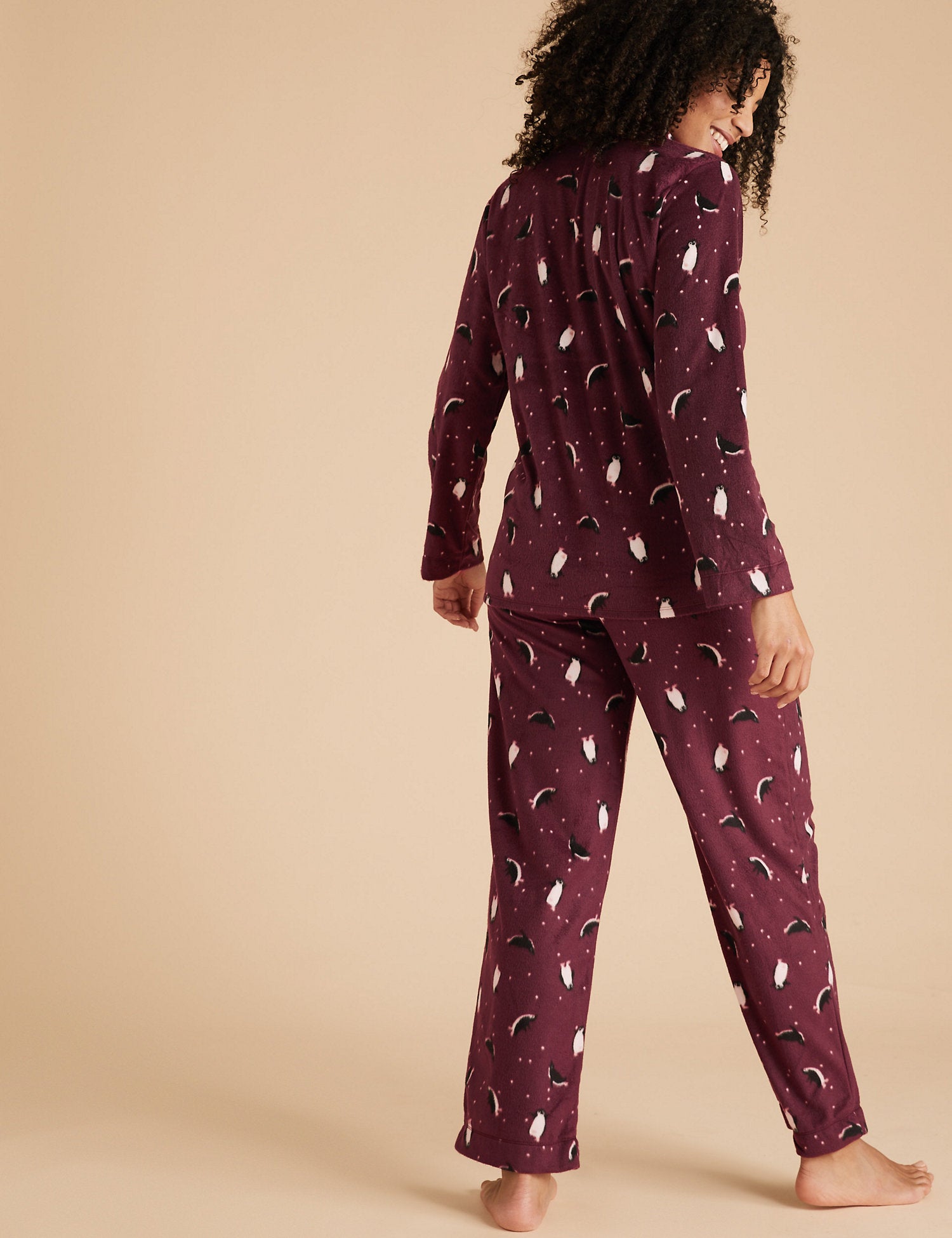 Fleece Penguin Print Pyjama Set