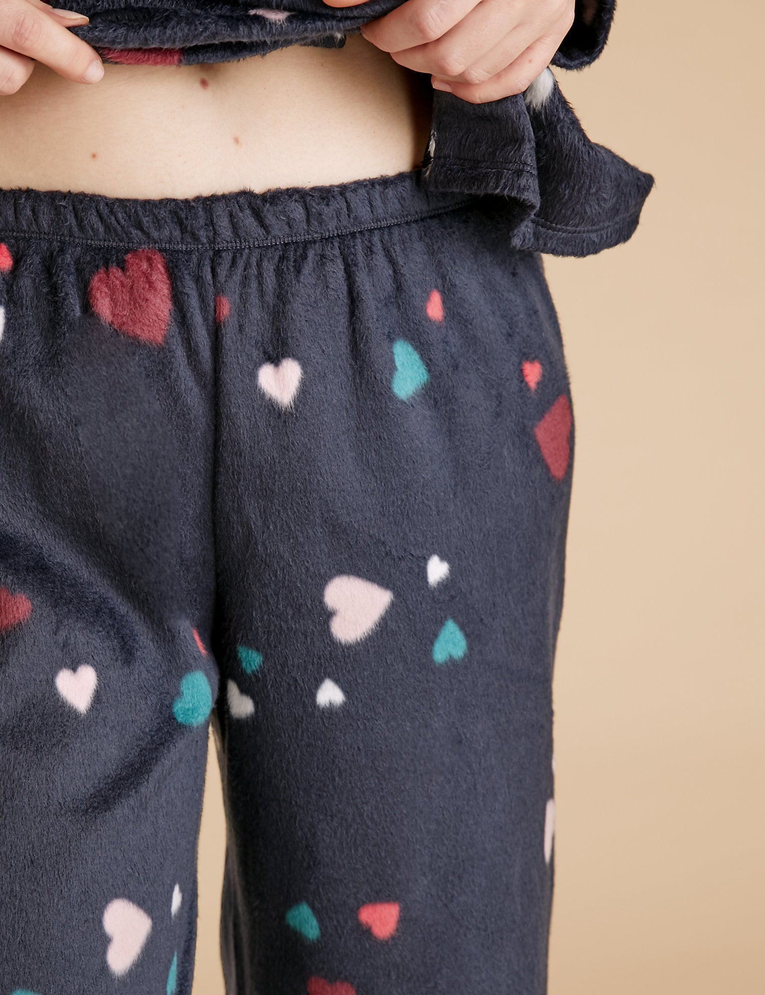 Fleece Heart Print Pyjama Set