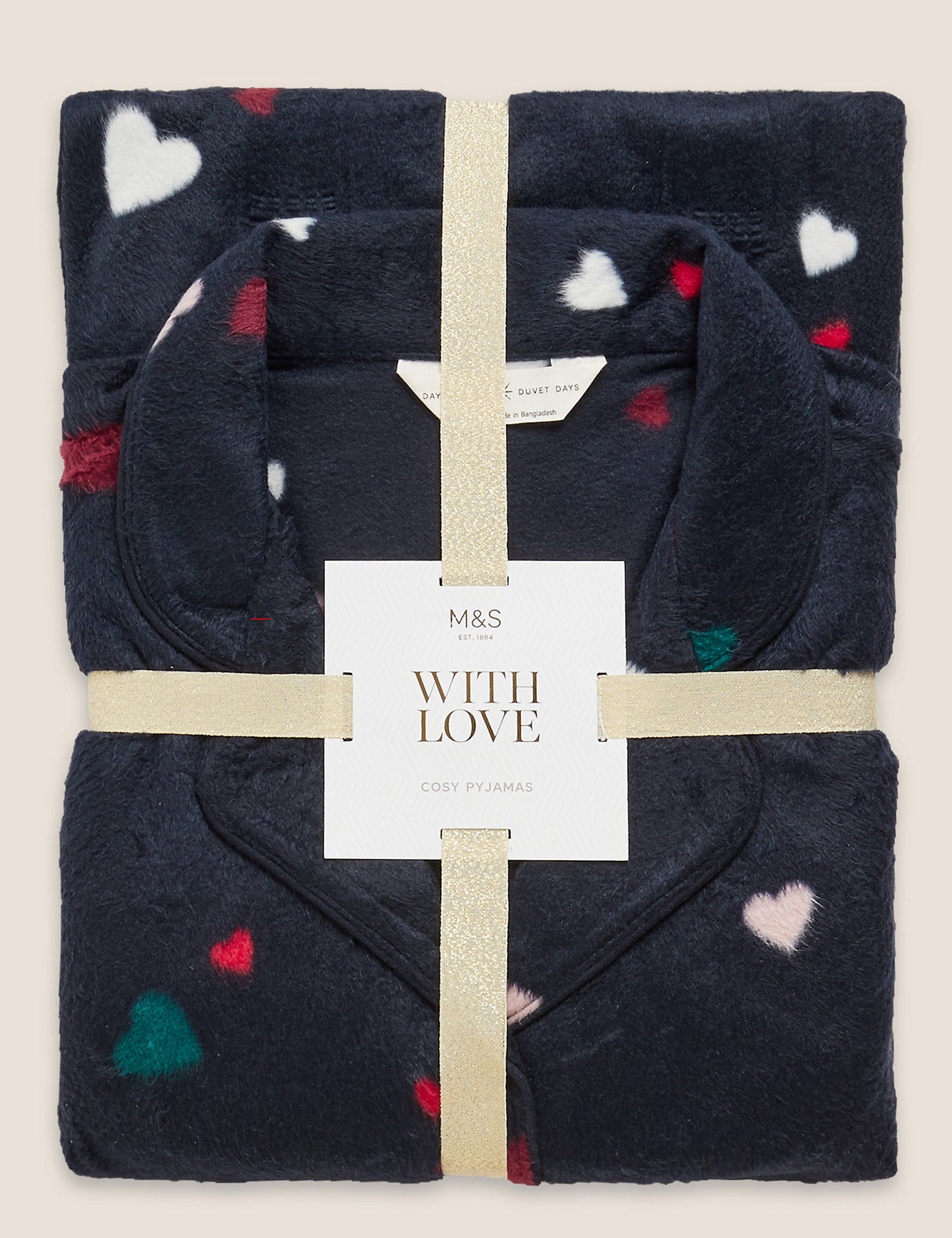 Fleece Heart Print Pyjama Set