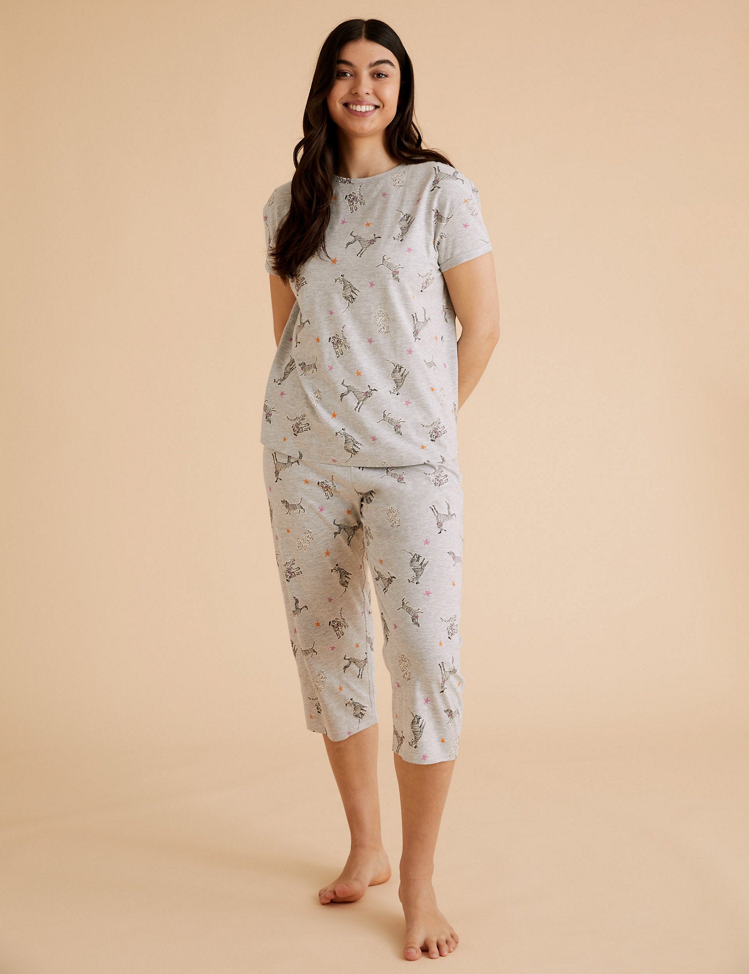 Dog Print Cropped Pyjama Set