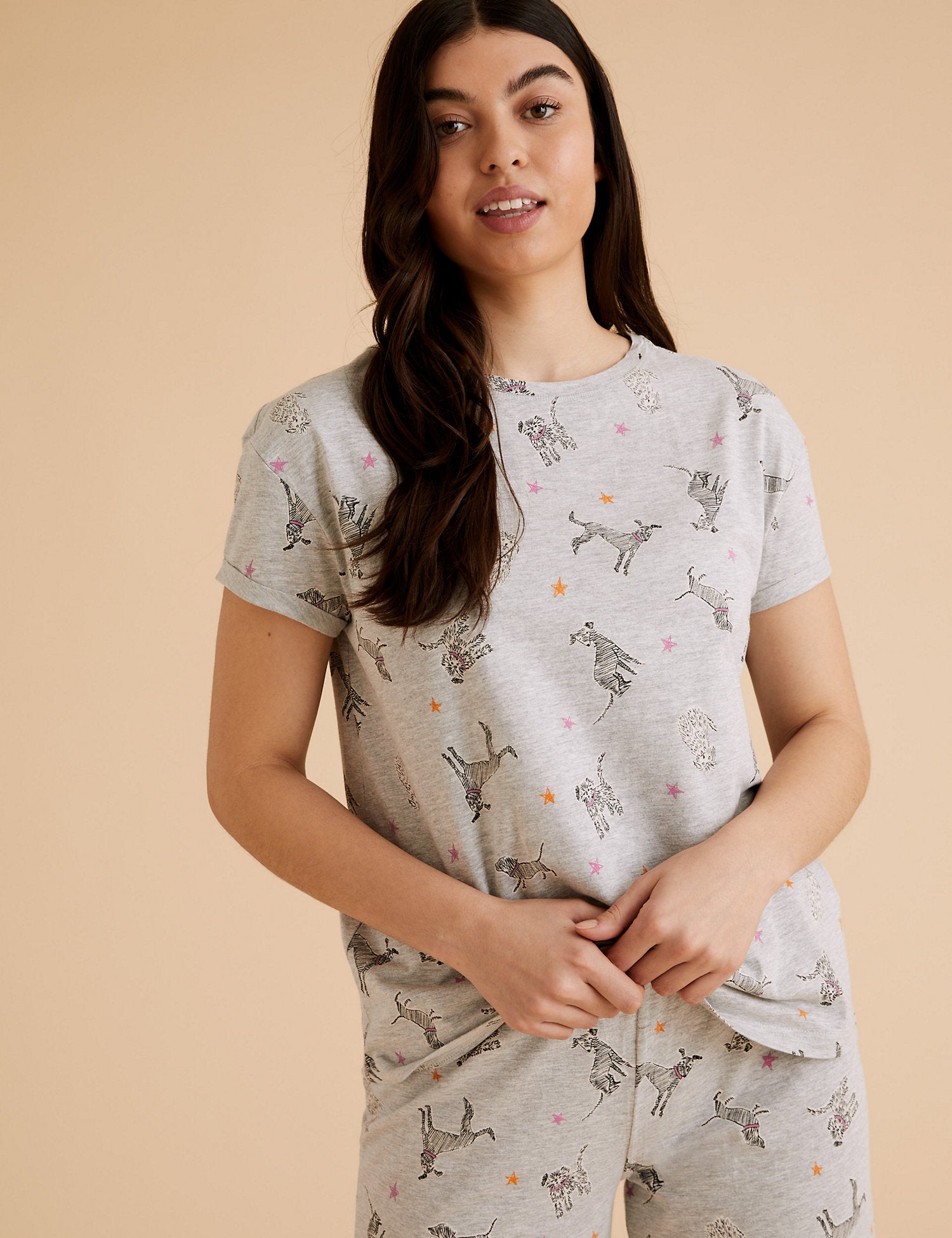 Dog Print Cropped Pyjama Set