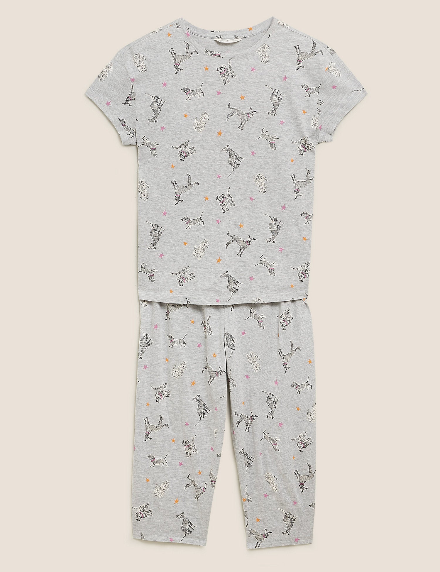 Dog Print Cropped Pyjama Set