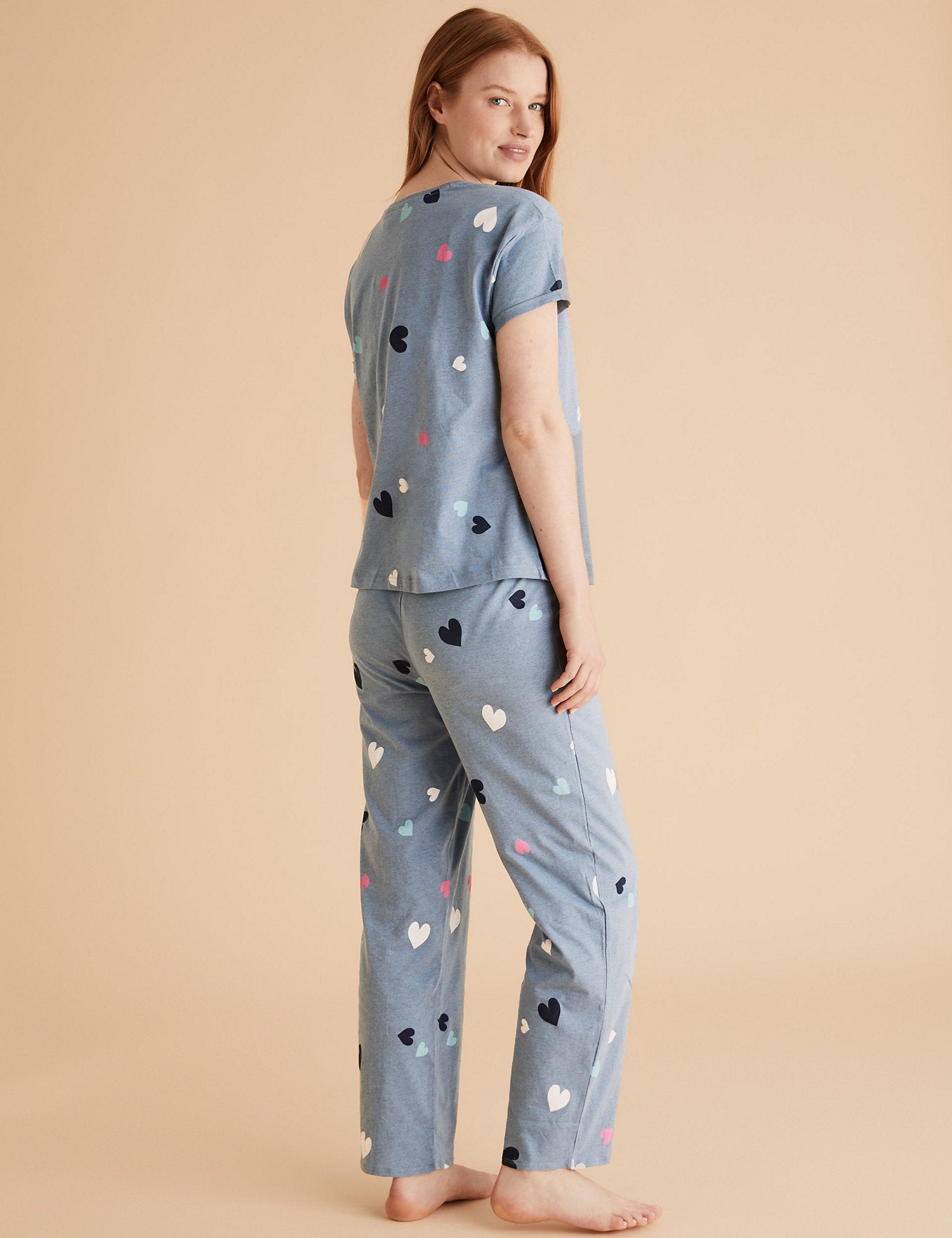 Cotton Heart Print Pyjama Set