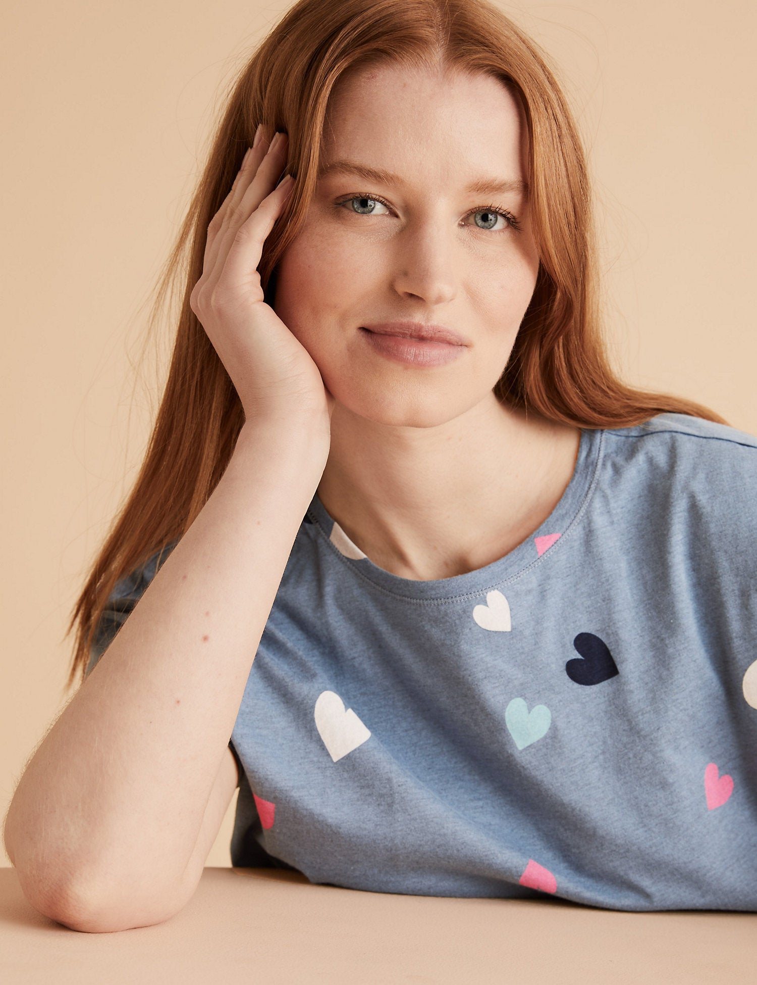 Cotton Heart Print Pyjama Set