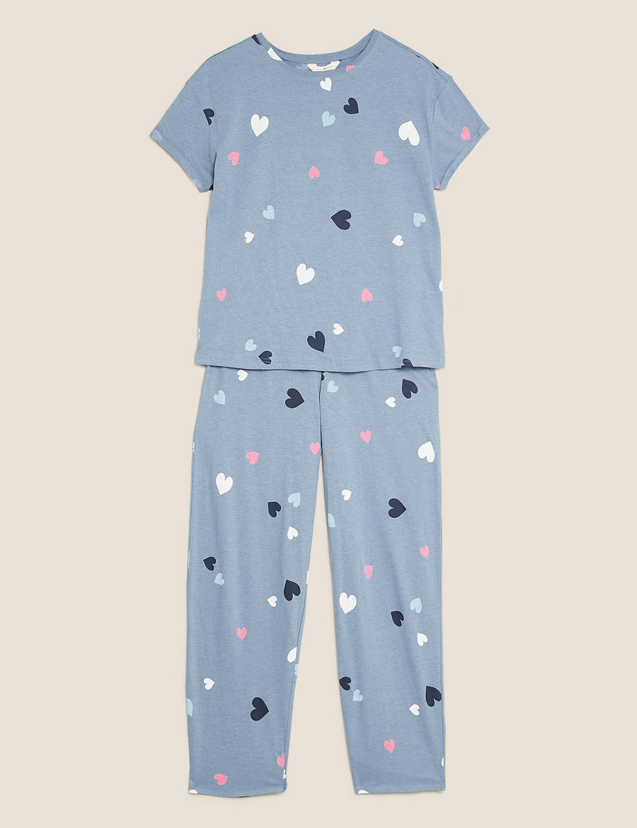 Cotton Heart Print Pyjama Set