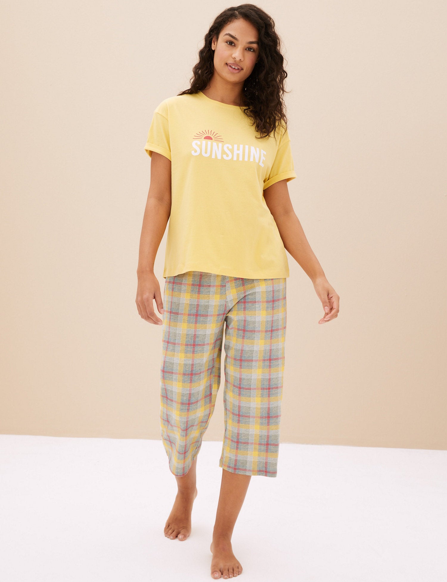 Cotton Rich Sunshine Cropped Pyjama Set