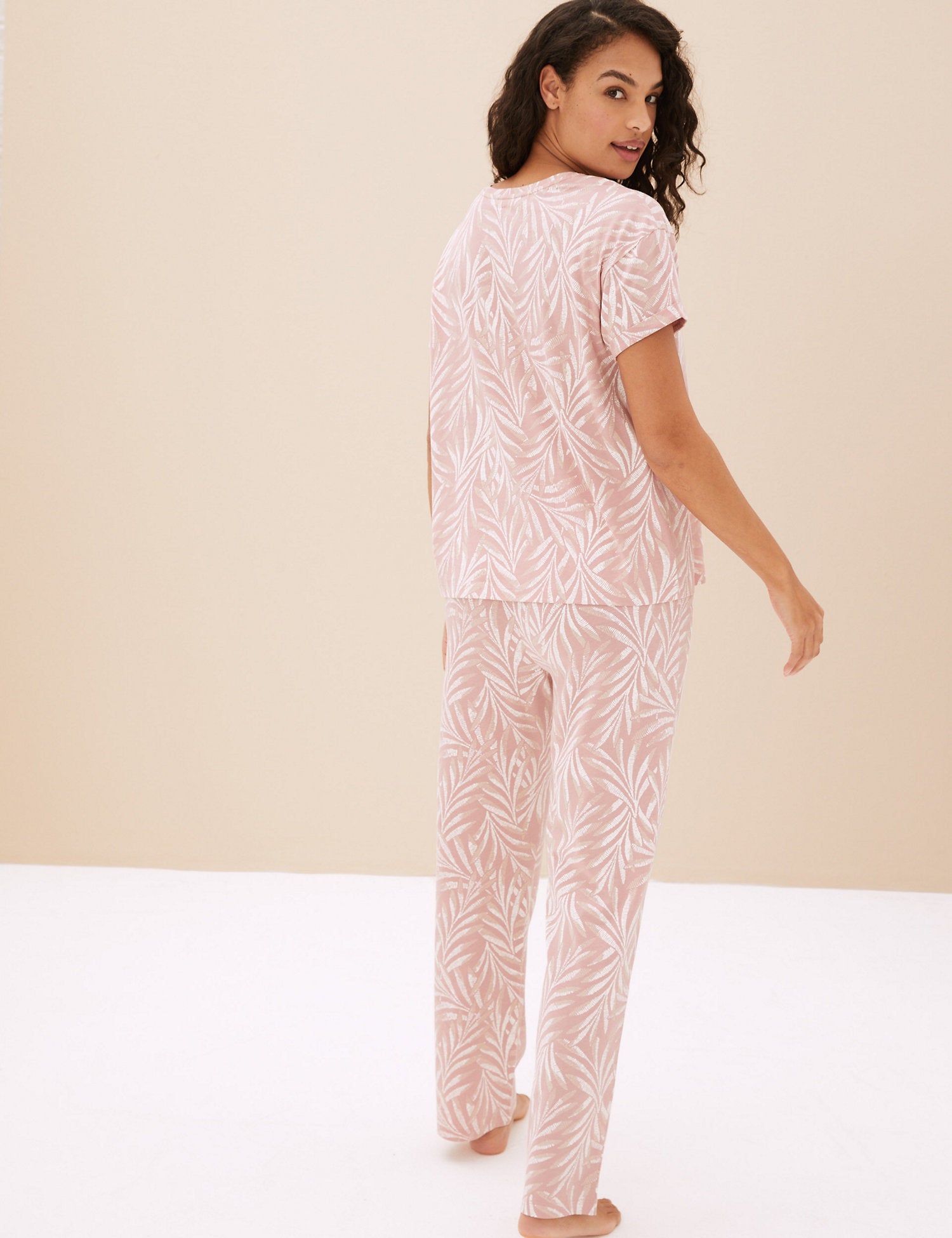 Pure Cotton Leaf Print Pyjama Set