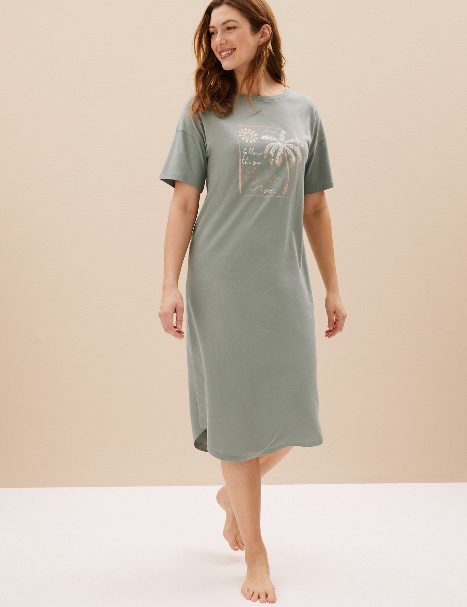 2pk Pure Cotton Printed Long Nightdresses