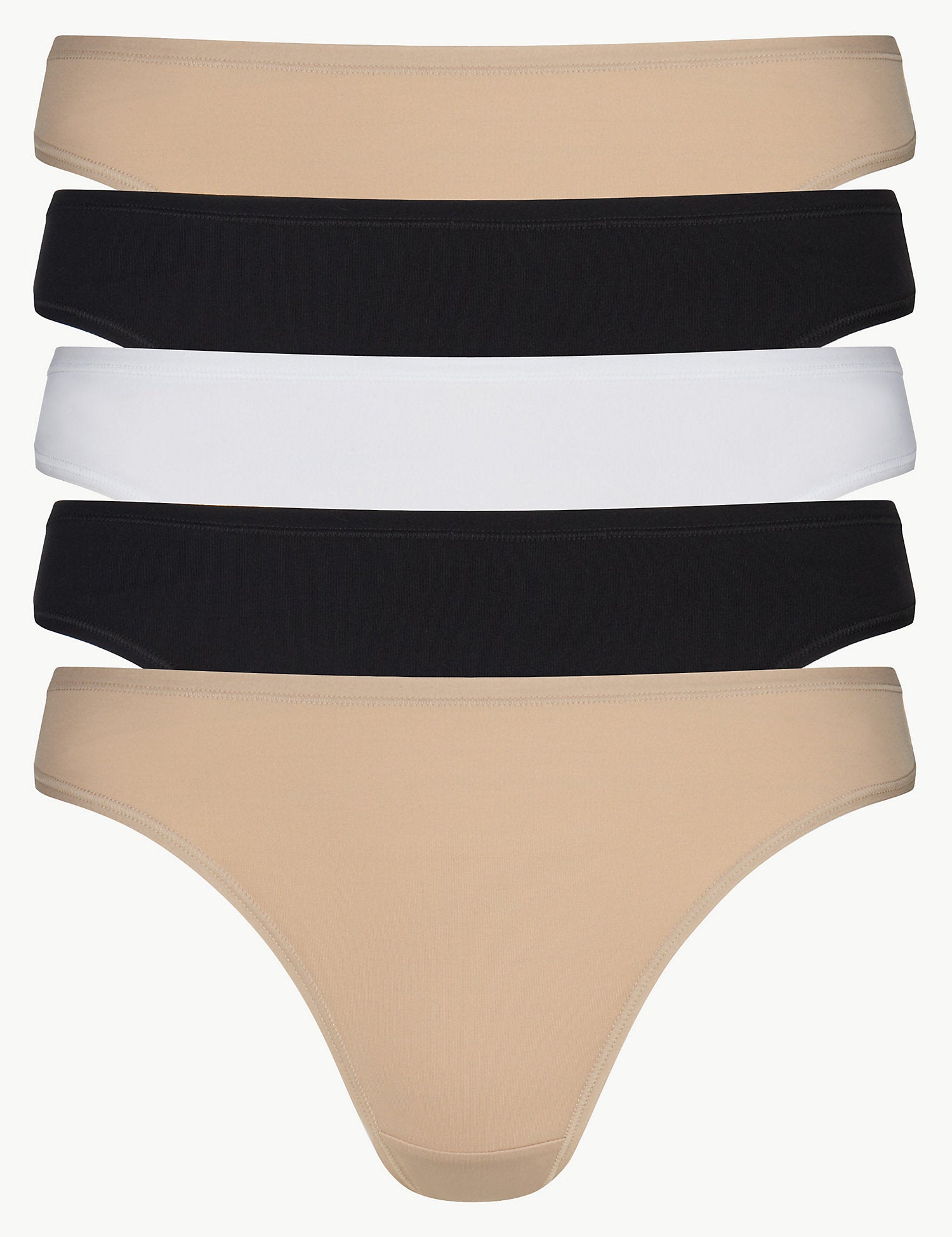 5 Pack No VPL Microfibre Low Rise Thongs