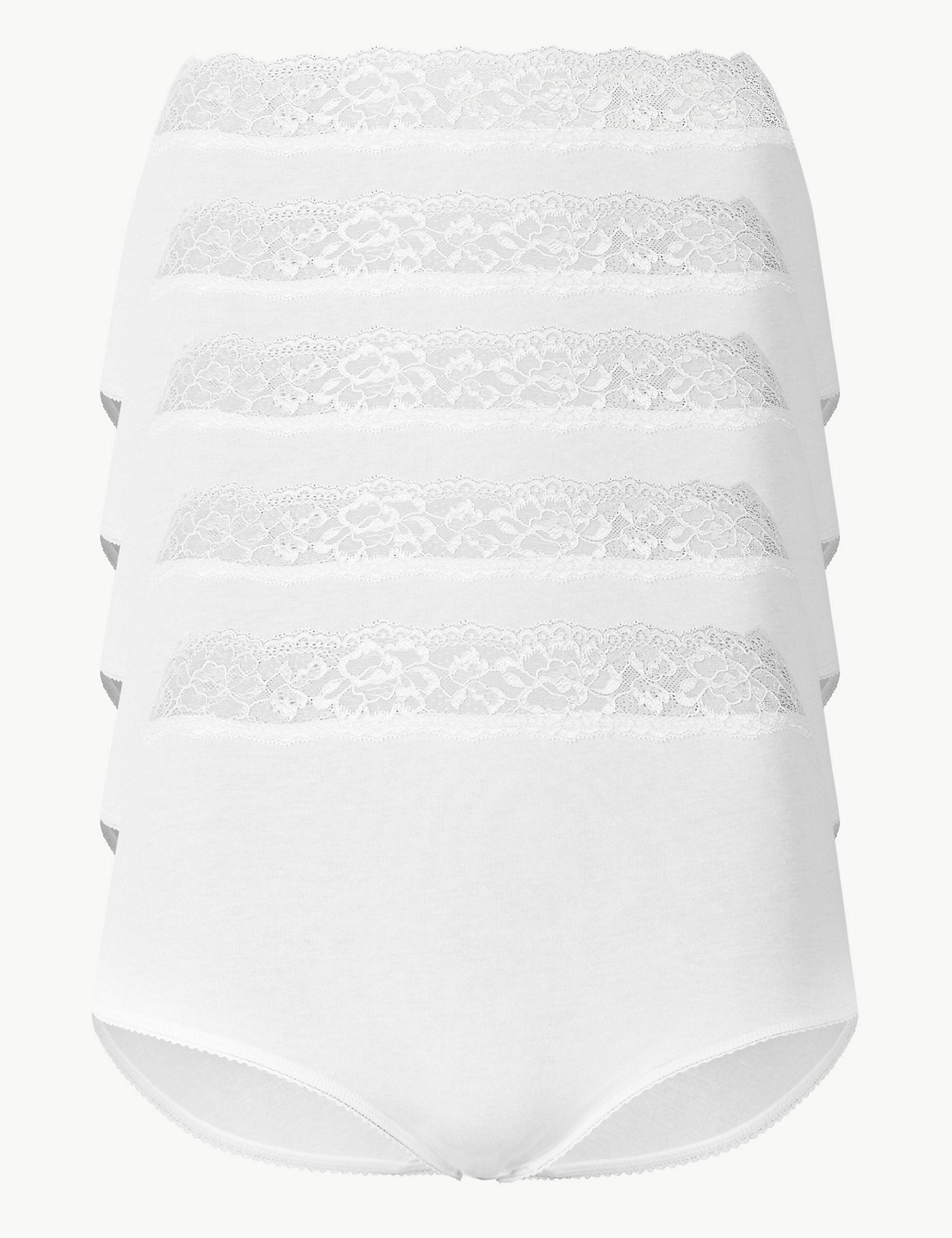 5 Pack Lace High Waisted Full Briefs