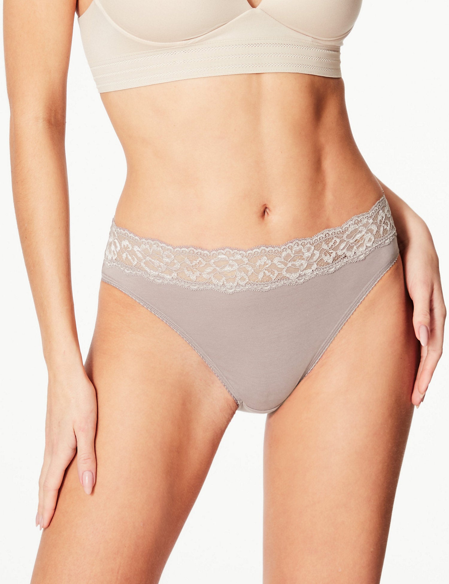 5 Pack Lace Waisted High Leg Knickers